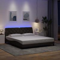 Bedframe met LED zonder matras 180x200 cm stof donkerbruin - thumbnail