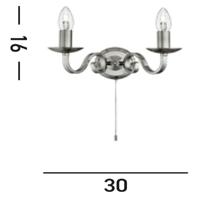 Searchlight Klassieke wandlampRichmond 2-lichts mat zilver - 1502-2SS - thumbnail