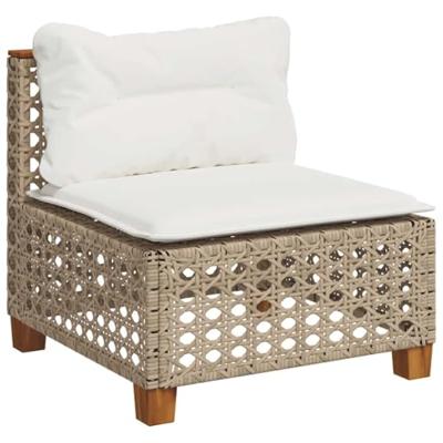 8-delige Loungeset met kussens poly rattan beige