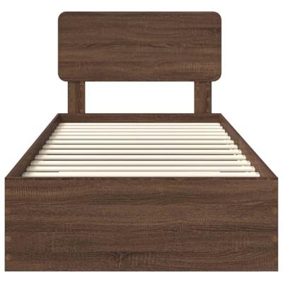 Bedframe met hoofdeinde Bruin Eiken 75 x 190 cm Bewerkt hout