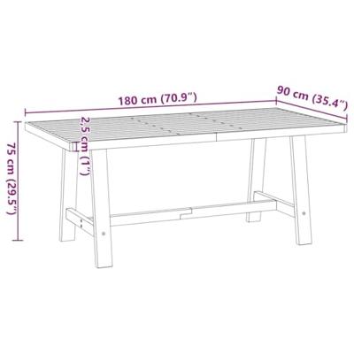 Eettafel NOAIN A-vormige poten 180x90x75 cm massief hout