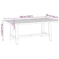 Eettafel NOAIN A-vormige poten 180x90x75 cm massief hout - thumbnail
