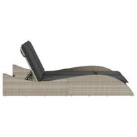 Ligbed met kussens 114x205x73 cm poly rattan lichtgrijs - thumbnail