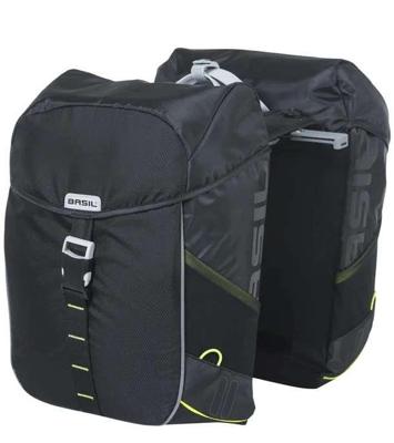 Dubbele fietstas Basil Miles 34 liter 13 x 26 x 35 cm (2x) - zwart / lime