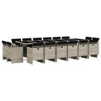 17-delige Tuinset met kussens poly rattan lichtgrijs - thumbnail