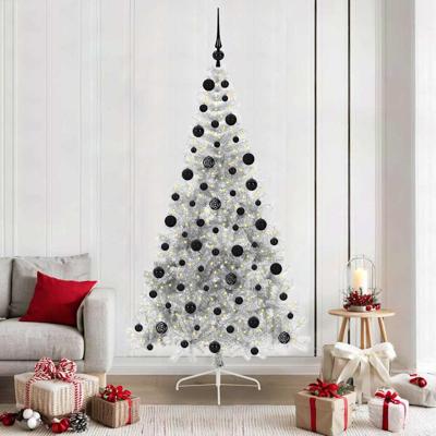 VidaXL Kunstmatig voorverlicht kerstboom met 300 led zilver 210 cm pet