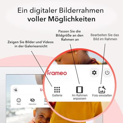 Rollei Smart Frame WiFi 101 Mirror – 10,1 inch Touch, wifi, fotolijst met Frameo-app voor snel en eenvoudig delen van foto's of video's, IPS-paneel, vele functies, microSD-sleuf (miror)