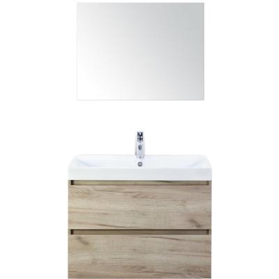 Maxx XL Badmeubelset 80 cm - Craft Oak - Wastafel Just 1 Kraangat met Spiegel