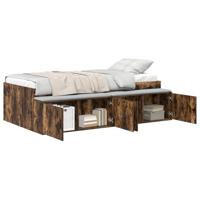 Opbergbedframe Gerookt eiken 75 x 190 cm Bewerkt hout - thumbnail