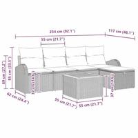 Tuinbankenset met kussen met opslag 6 pcs Beige Poly riet - thumbnail