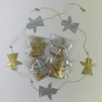 Kerstslinger 5 Engelen - Goud- en Zilverkleurig Stevig Papier (Set van 5) - thumbnail
