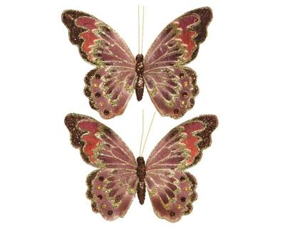 2 vlinders op clip bruin