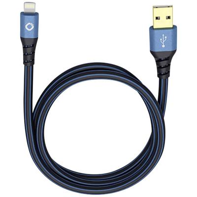 Oehlbach 9321 USB-kabel USB 2.0 USB-A stekker, Apple Lightning stekker 0.50 m Blauw, Zwart Vergulde steekcontacten Oehlbach 9321 USB-kabel USB 2.0 USB-A stekker, Apple Lightning stekker 0.50 m Blauw, Zwart Vergulde steekcontacten