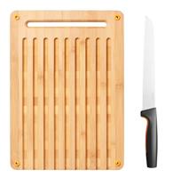Fiskars Functional Form Set bamboe broodsnijplank en mes - thumbnail
