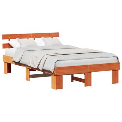 Bedframe met hoofdeinde Bruin 120 x 200 cm Massief grenenhout Bedframe met hoofdeinde Bruin 120 x 200 cm Massief grenenhout