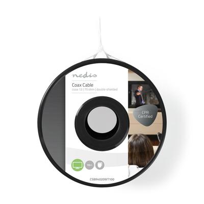 Nedis Coaxkabel op Haspel | Coax 12 | ECA | 25 m | Wit | 1 stuks - CSBG4020WT250 CSBG4020WT250