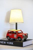 Bureaulamp Home ESPRIT Wit Rood Linnen Metaal 20 x 14 x 27 cm - thumbnail