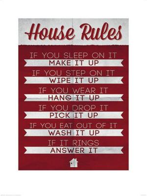 Kunstdruk House Rules 60x80cm