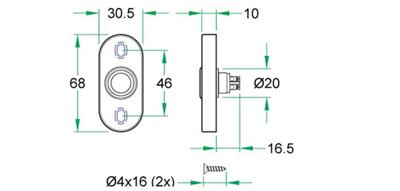Beldrukker ovaal zwart