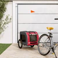 Hondenfietstrailer oxford stof en ijzer rood en grijs - thumbnail