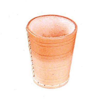 Longfield Games Dobbelbeker naturel leder lichtbruin/beige 8,5 cm