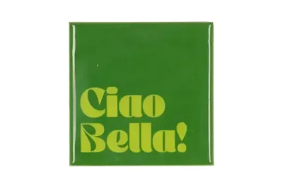 Daan Kromhout Design tegeltje keramiek ciao bella! 10x10cm green