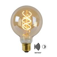 Lucide G95 TWILIGHT SENSOR - Filament lamp - Ø 9,5 cm - LED - E27 - 1x4W 2200K - Dag/nacht sensor - Amber - thumbnail
