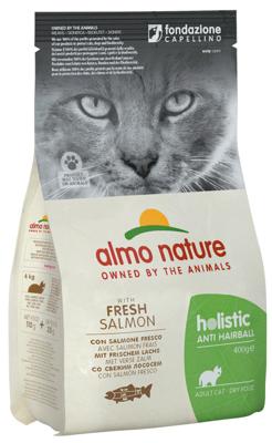 Almo Nature Holistic Functional Anti-Hairball met verse zalm. Droogvoer tegen haarballen voor volwassen katten. 400 g