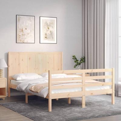 Bedframe met hoofdbord massief hout
