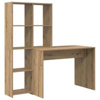 Bureau artisanaal eikenkleurig 138.5 x 55 x 143 cm Bewerkt hout - thumbnail