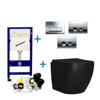 Geberit UP100 Mat Zwarte Toiletset set65 Mudo Randloos - thumbnail