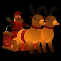 Kerstdecoratie kerstman en rendieren opblaasbaar LED 130 cm - thumbnail