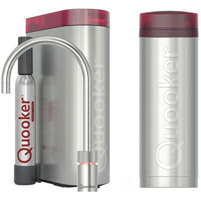 Quooker Nordic Round Kokendwaterkraan Single Tap Set - Kokend Water - RVS - Inclusief PRO3 Reservoir & CUBE - Direct Gekoeld Bruisend Water