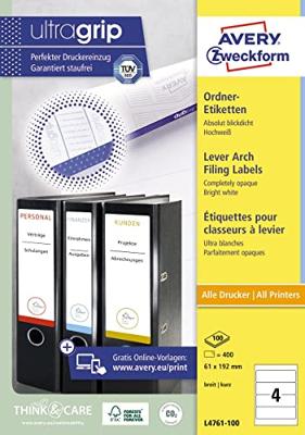 Rugetiket Avery Zweckform breed 61x192mm zelfklevend wit 100 vel | 5 stuks
