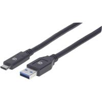 Manhattan 354981 USB-kabel USB 3.2 Gen1 (USB 3.0 / USB 3.1 Gen1) USB-A stekker, USB-C stekker 3.00 m Zwart - thumbnail