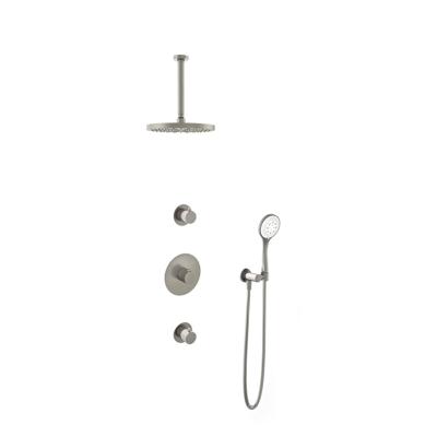 Hotbath Buddy - Inbouw Regendoucheset - 2 Stopkranen - Thermostatisch - Plafondbuis 30 cm - Hoofddouche 250 mm - Ronde Handdouche 3 Standen - Waterbesparend - V02