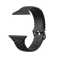 By Qubix - Siliconen 'Twist' bandje - Zwart - Compatible met Apple Watch 44mm / 45mm / 46mm / 49mm - Compatible Apple watch bandjes - thumbnail