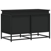 Opbergbox met deksel 80x40x51,5 cm bewerkt hout zwart - thumbnail