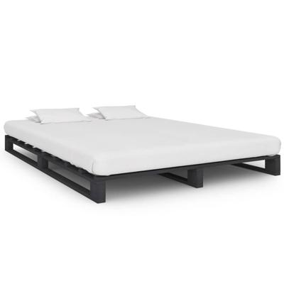 Bedframe pallet massief grenenhout grijs 120x200 cm