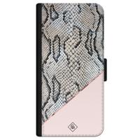 iPhone 12 mini flipcase - Snake print roze - thumbnail