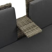 3-delige Loungeset met kussens poly rattan grijs - thumbnail