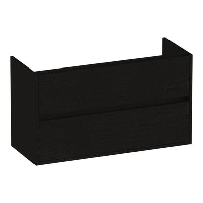 Brauer Adore - Onderkast Ondiep - 100 cm - met 2 Softclose Lades Greeploos en 1 Sifon Uitsparing - Timber Black