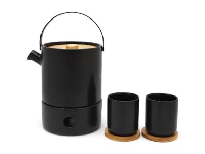 Bredemeijer theemok umea 200ml zwart en onderzetter set 2