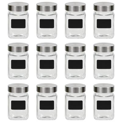 VidaXL Opbergpotten met stickers 12 st 300 ml