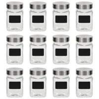 VidaXL Opbergpotten met stickers 12 st 300 ml - thumbnail