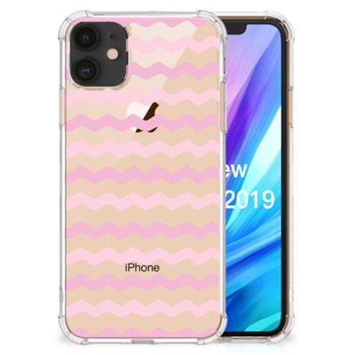 Apple iPhone 11 Doorzichtige Silicone Hoesje Waves Roze Apple iPhone 11 Doorzichtige Silicone Hoesje Waves Roze