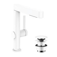 Wastafelkraan Finoris HansGrohe 230 2 Jets Met Uittrekbare Vuistdouche Met PushOpen Mat Wit - thumbnail