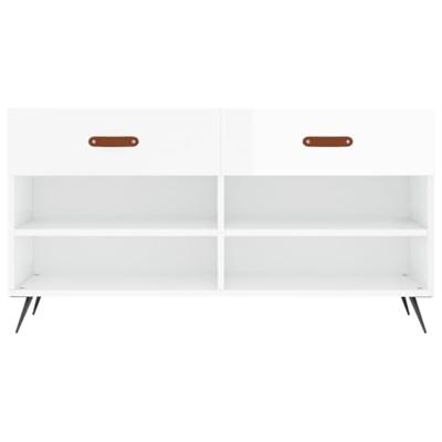 Schoenenbank 102x35x55 cm bewerkt hout hoogglans wit