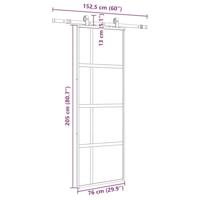 Schuifdeur met beslagset 76x205 cm gehard glas zwart - thumbnail