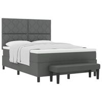 Boxspringbed met matras & bank donkergrijs 140x200 cm stof - thumbnail